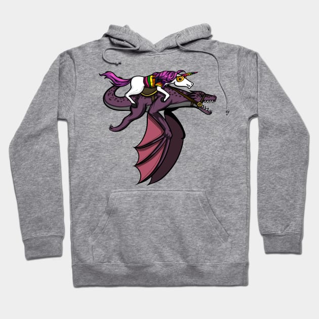 Magical Unicorn Riding Dragon Hoodie by underheaven